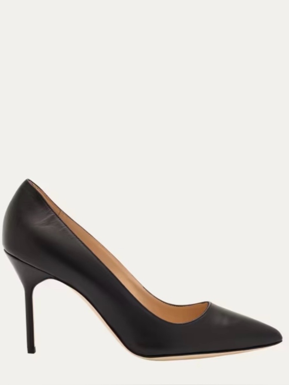 Manolo Blahnik BB 90mm Black Leather Pumps 40